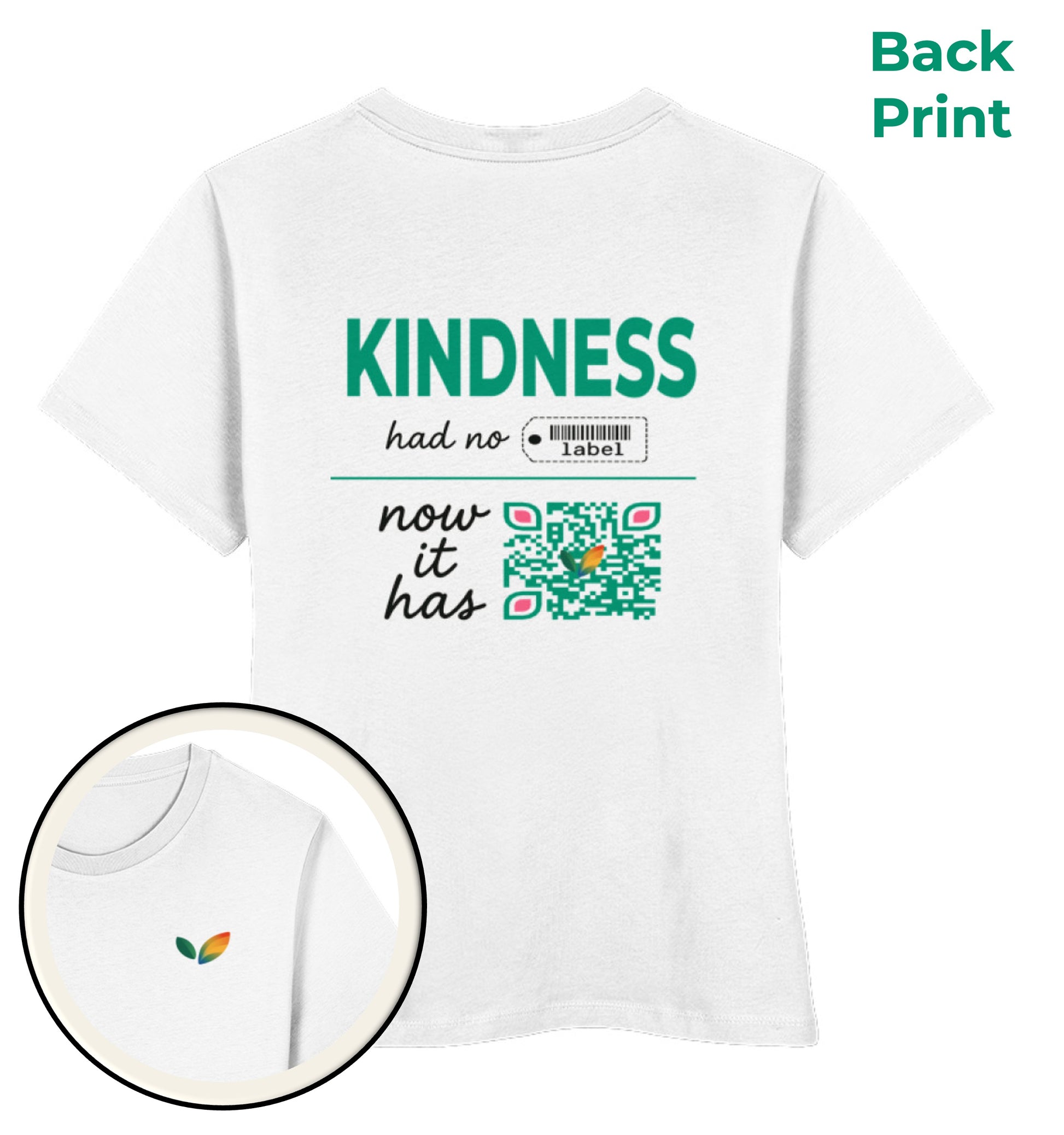 White Short-Fit T-Shirt – Kindness had no label. Now it has - Vegayn