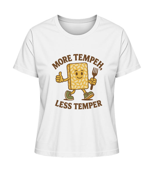 White Short-Fit T-Shirt – More tempeh, less temper - Vegayn