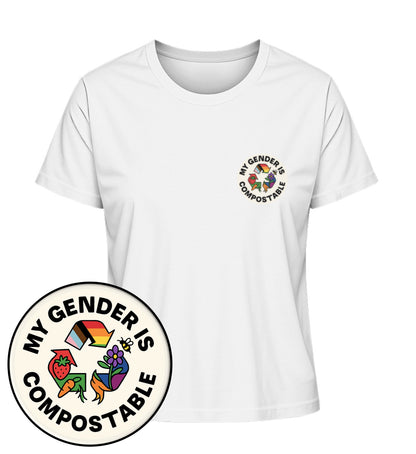 White Short-Fit T-Shirt – My gender is compostable - Vegayn