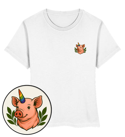 White Short-Fit T-Shirt – Pig Queercorn - Vegayn