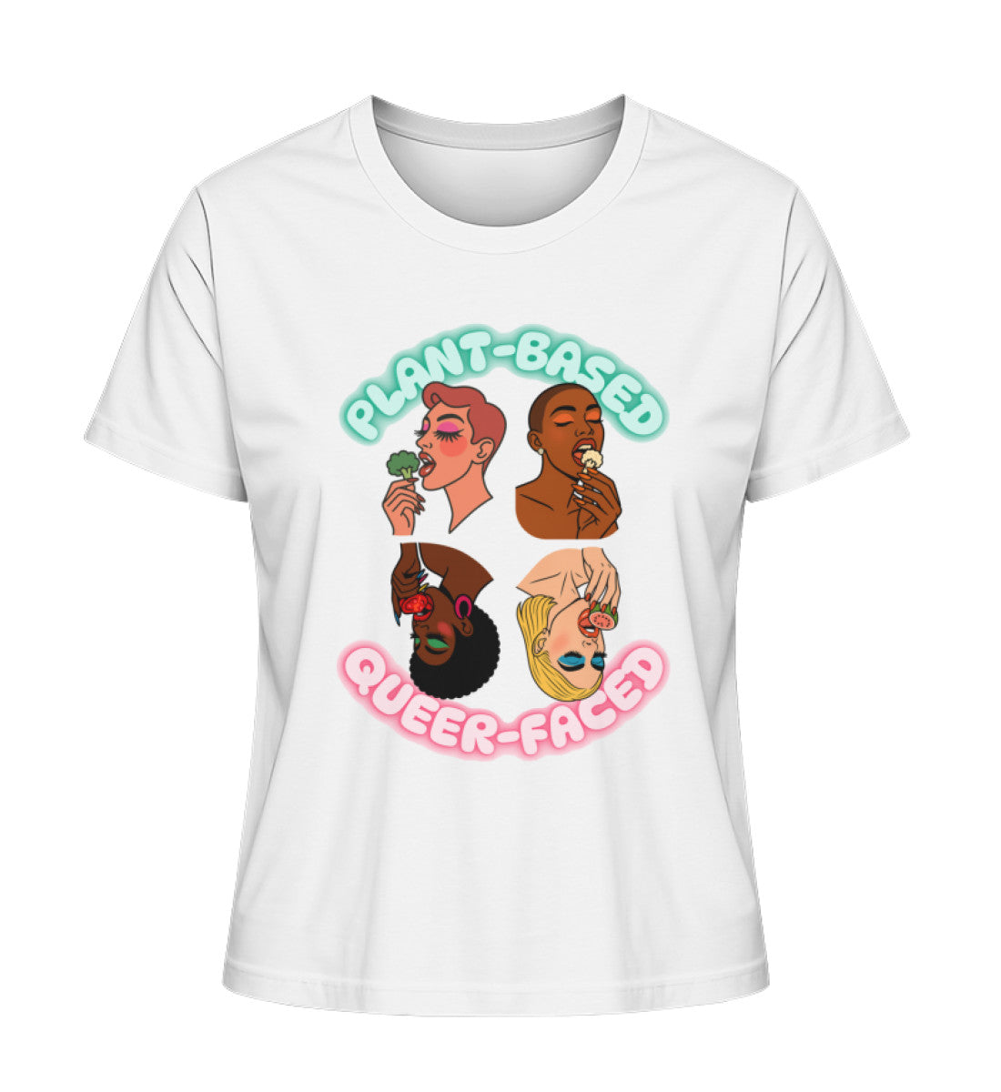 White Short-Fit T-Shirt – Plant-based, Queer-faced - Vegayn