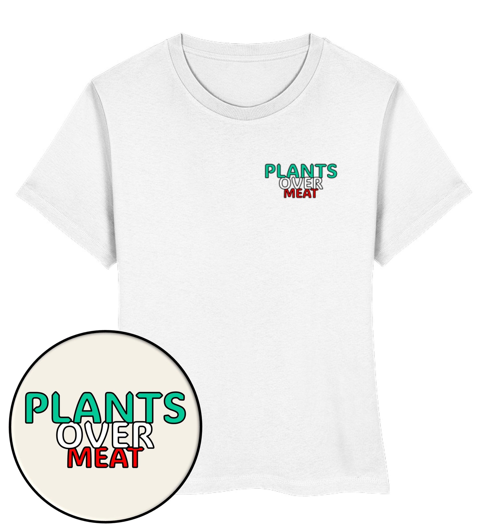 White Short-Fit T-Shirt – Plants over meat - Vegayn