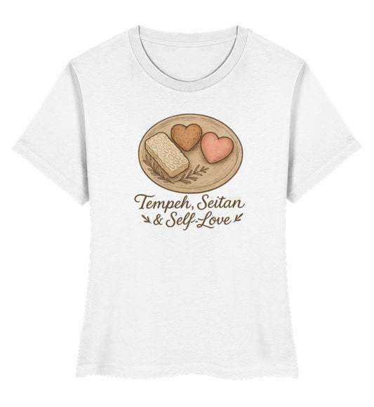 White Short-Fit T-Shirt – Tempeh, seitan & self-love - Vegayn