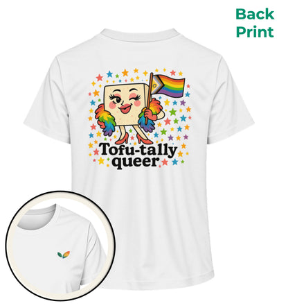 White Short-Fit T-Shirt – Tofu-tally queer with boa - Vegayn