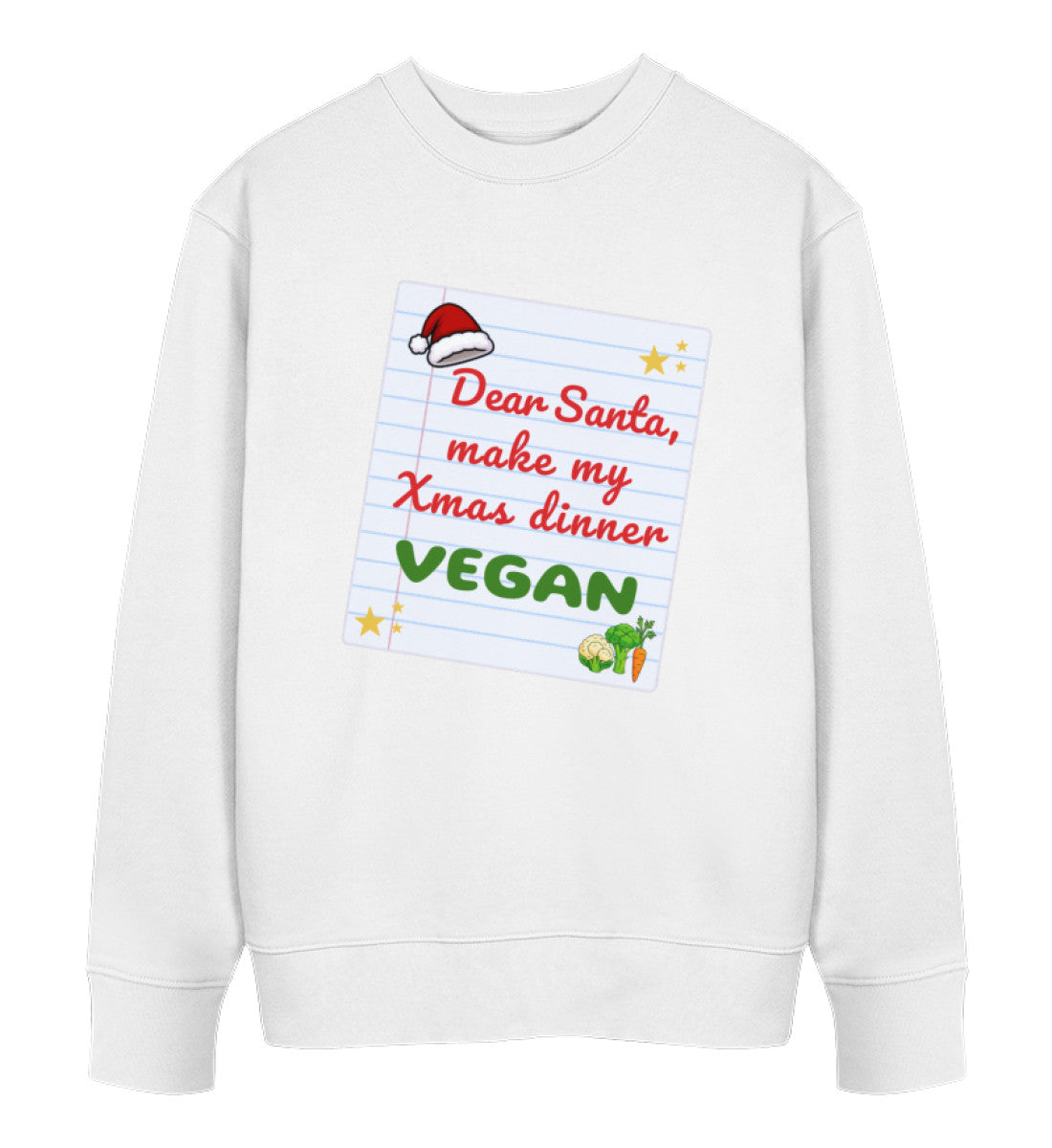 White Sweatshirt Christmas – Dear Santa, make my Xmas dinner Vegan - Vegayn