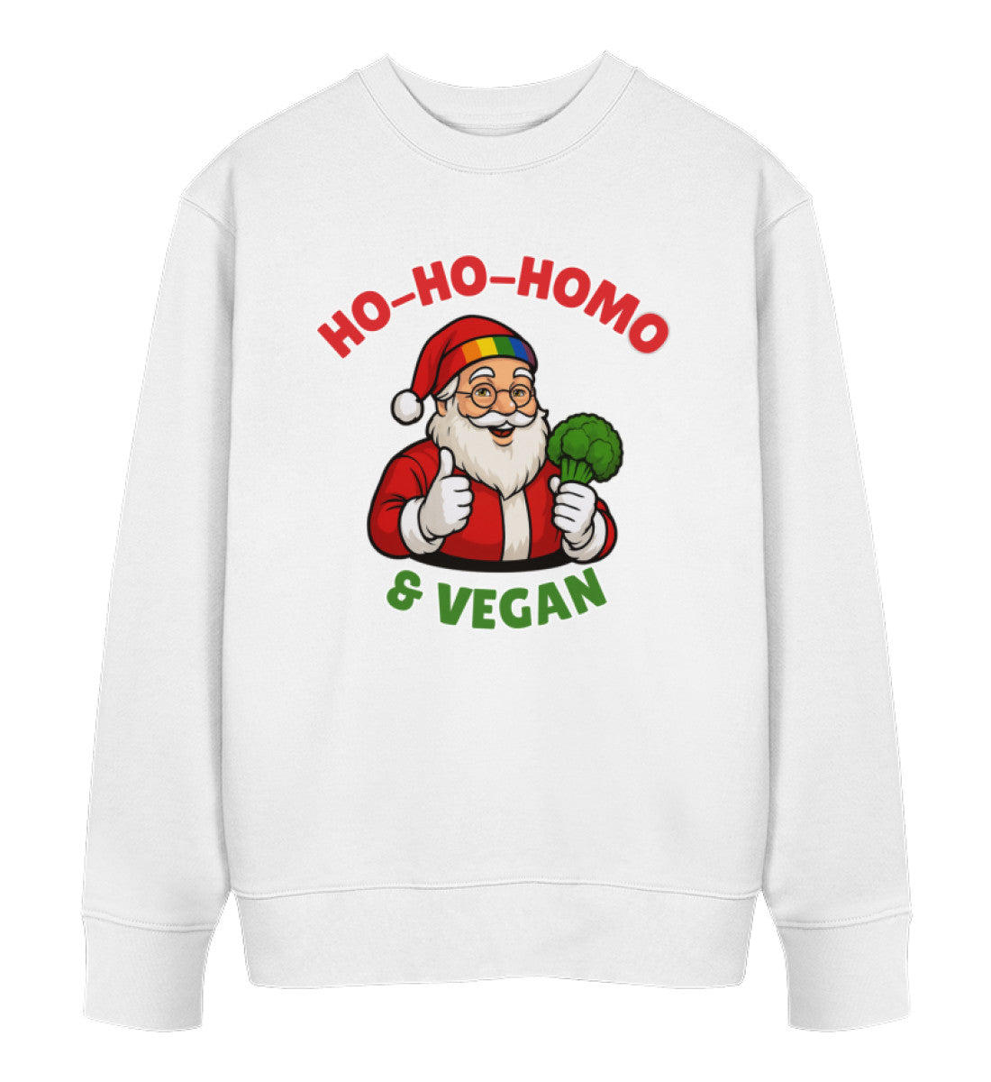 White Sweatshirt Christmas – Ho-Ho-Homo & Vegan - Vegayn