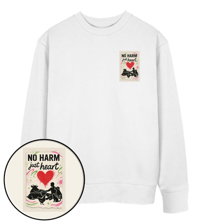 White Sweatshirt – No harm, just heart - Vegayn