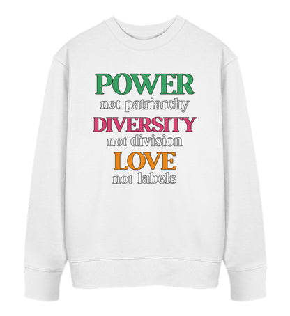 White Sweatshirt – Power, not patriarchy... - Vegayn
