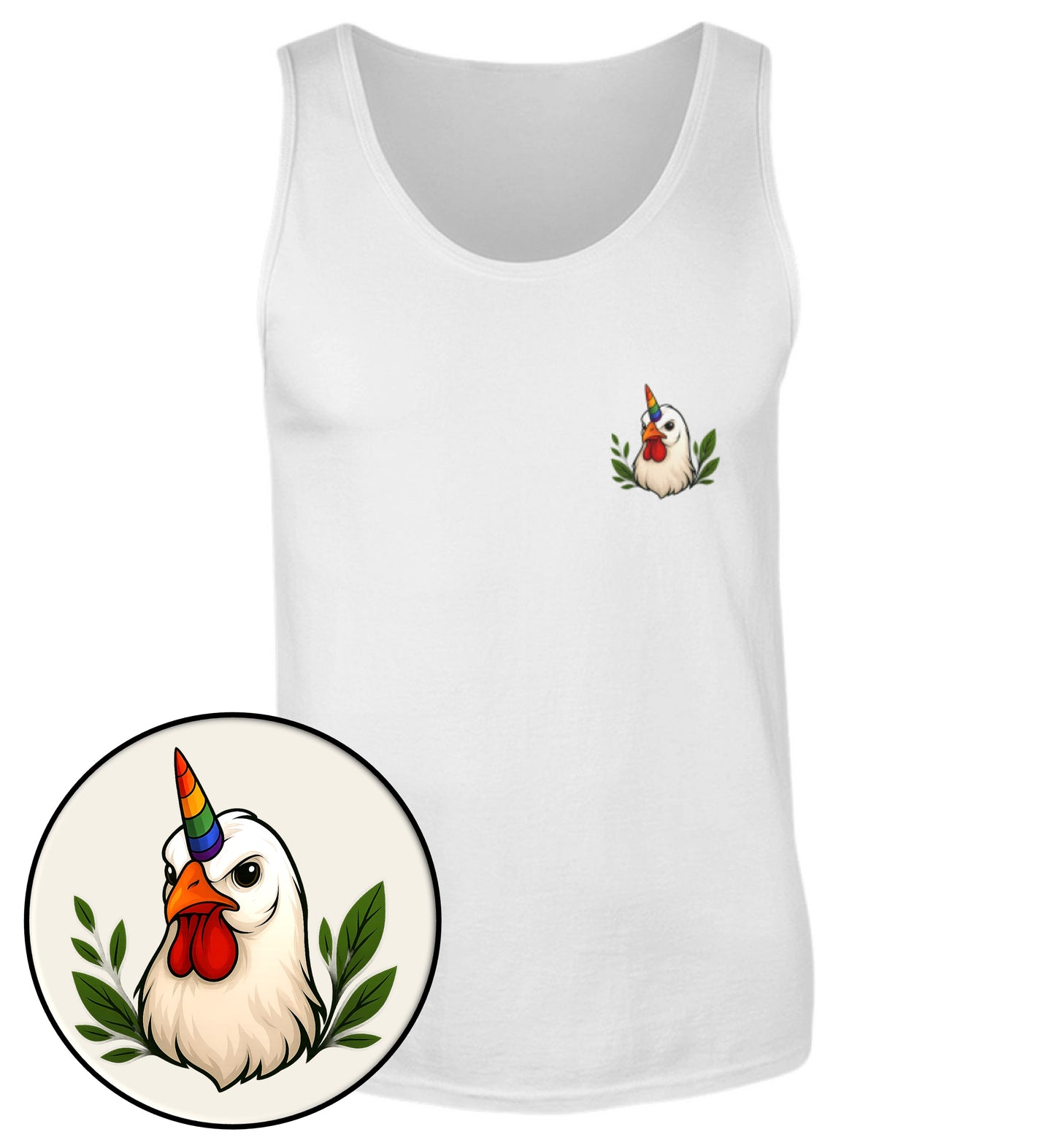 White Tank Top – Chicken Queercorn - Vegayn