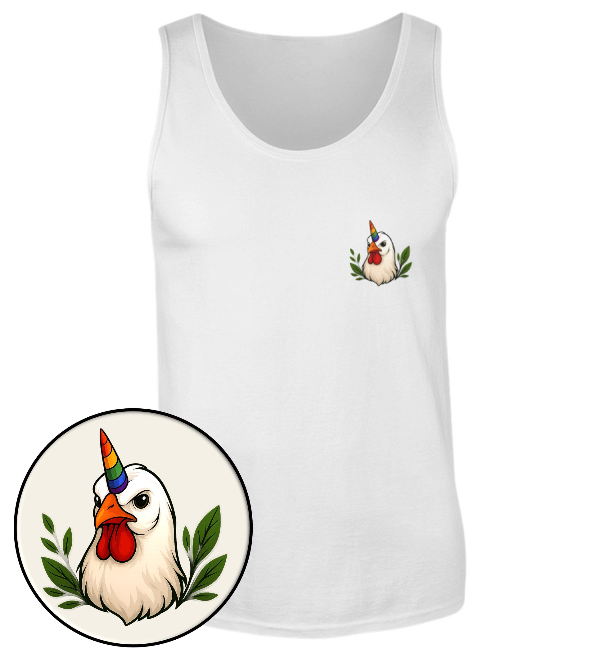 White Tank Top – Chicken Queercorn - Vegayn
