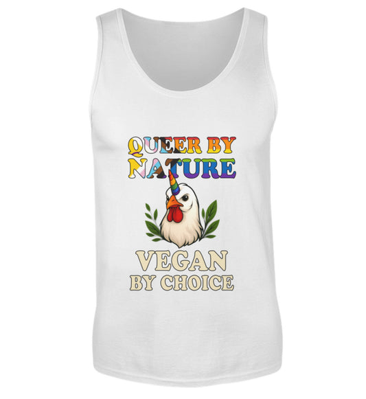 White Tank Top Chicken Unicorn – Queer by nature, Vegan by choice - Vegayn