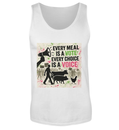 White Tank Top – Every meal is a vote. Every choice is a voice. - Vegayn