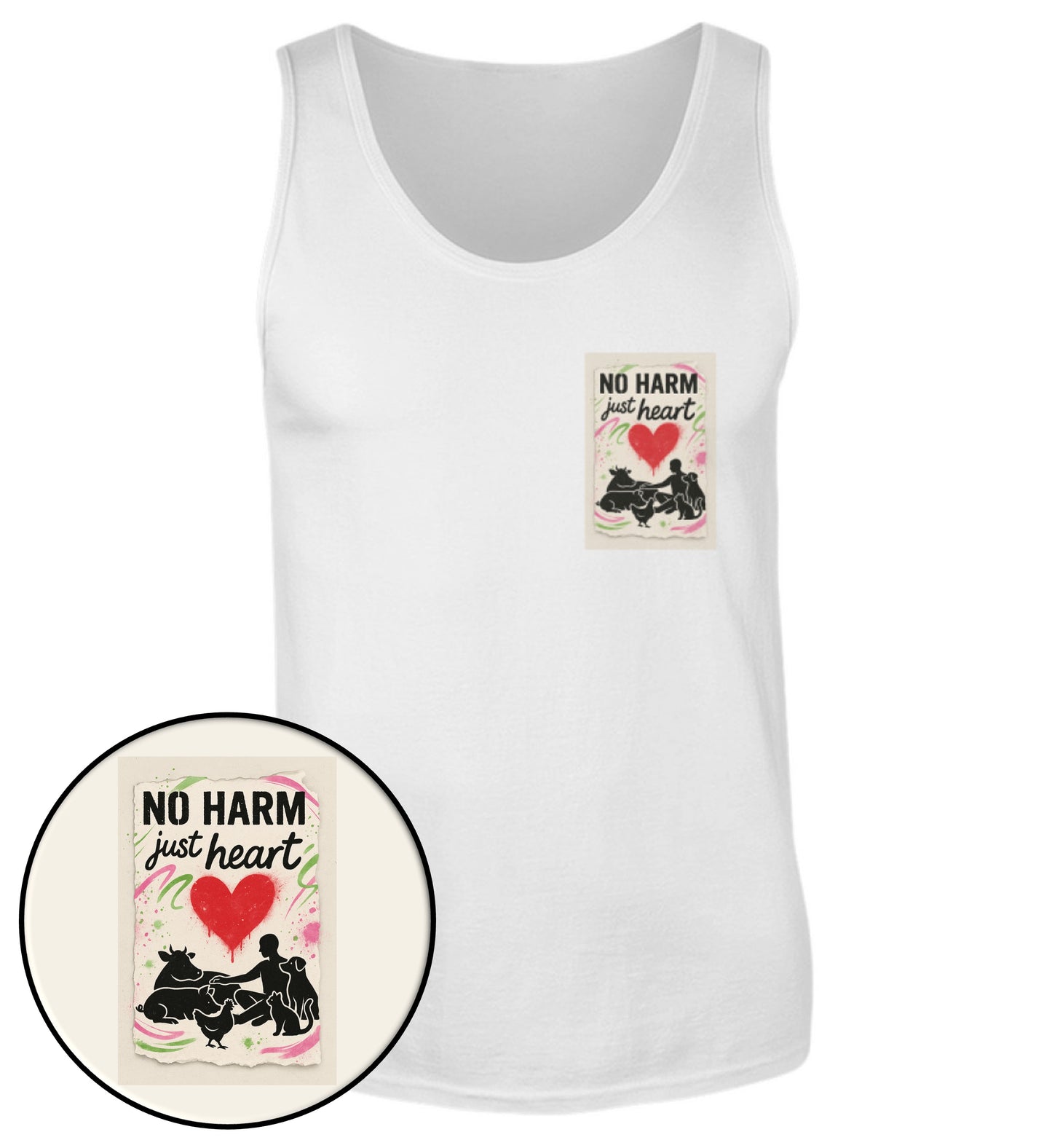 White Tank Top – No harm, just heart - Vegayn