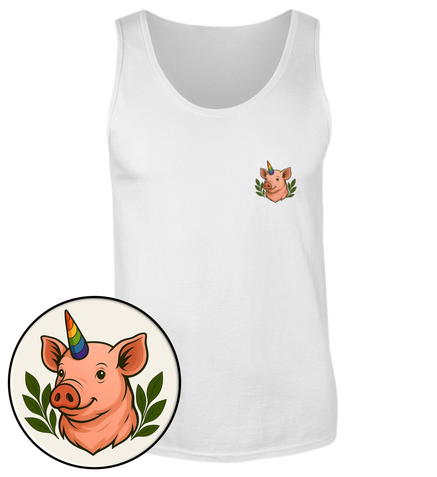 White Tank Top – Pig Queercorn - Vegayn