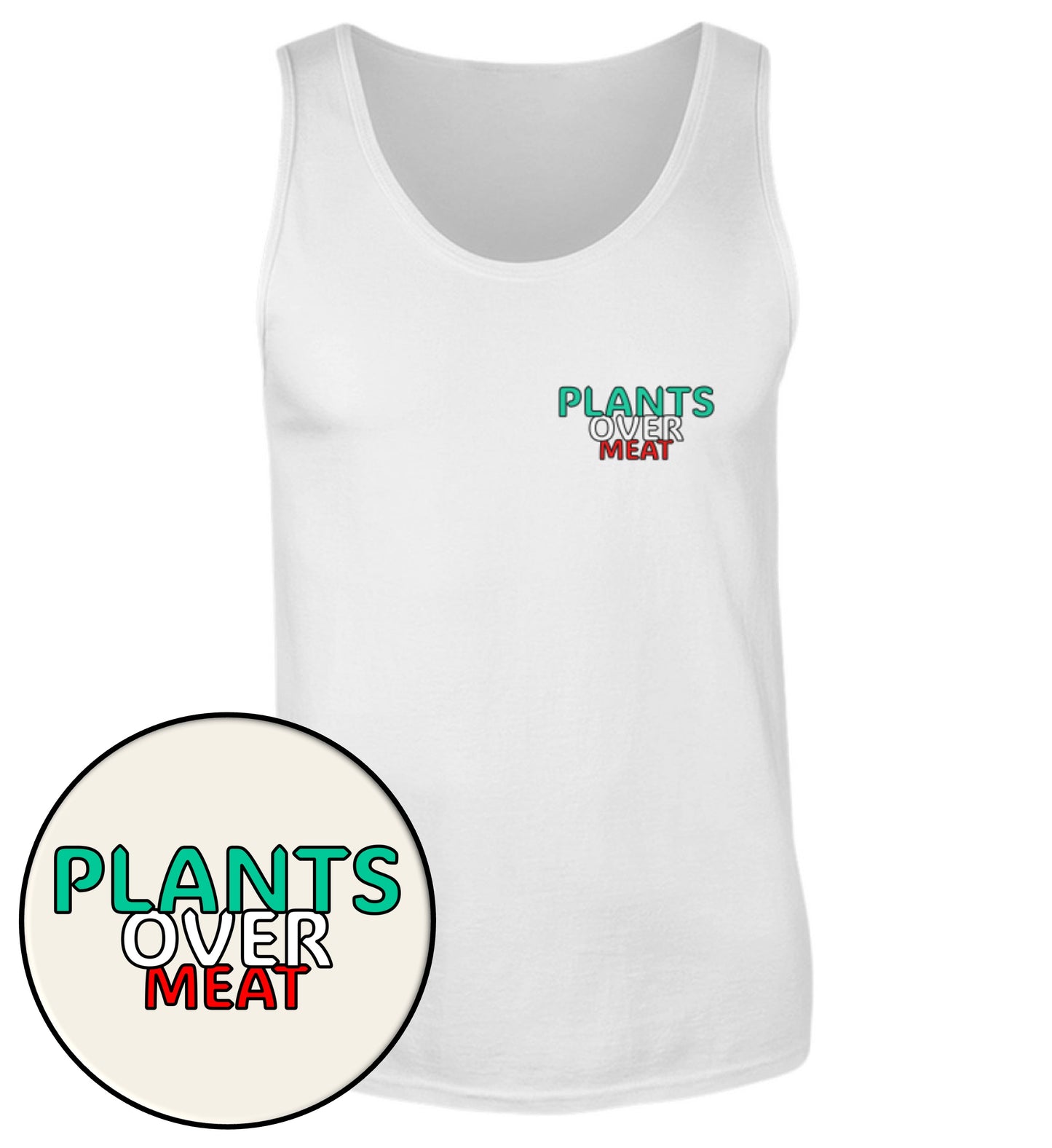 White Tank Top – Plants over meat - Vegayn