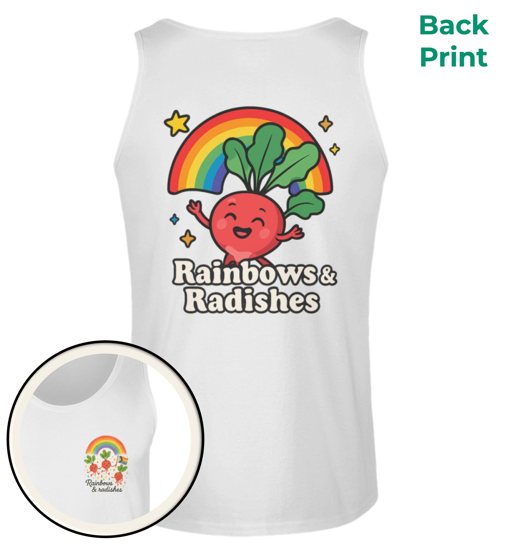 White Tank Top – Rainbows & Radishes - Vegayn